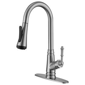 Ekf-n-8802 Ello&allo Single Handle High Arc Brushed Nickel Pull Out Kitchen Faucet Level St