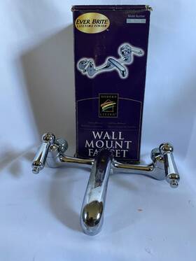 Fa-7110 Ever Brite Brute Double-handle Wall Mount Low-arc Kitchen Faucet Polished Chrome