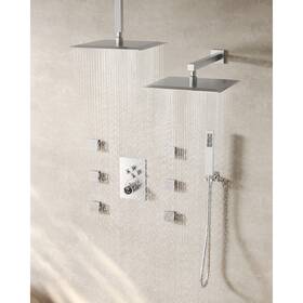Everstein 810142550277 Thermostatic Dual Shower Head System 12 Inch High-pressure