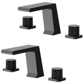 Everstein 810173807241 Two Handles 3 Hole Widespread Bathroom Sink Faucet With High Flow Waterfall