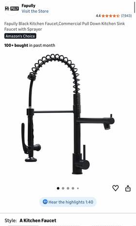 100550b Fapully Black Kitchen Faucet Commercial Pull Down Sink