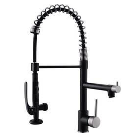 100550bn Fapully Pull Down Kitchen Sink Faucet 1-handle In Matte Black/brushed Nickel
