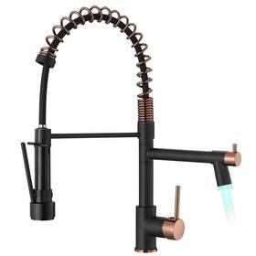 Fapully 785034203459 Single Handle Pull-down Sprayer Kitchen Faucet 19.6 Inch Black Nft Rose Gold