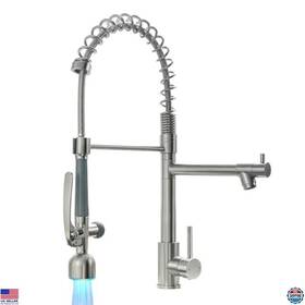 B07g9wknbf Fapully Brushed Nickel Pull Down Kitchen Faucet With Led Light Single Handle Sprayer