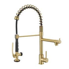 Dfa-6001b Fapully Brushed Gold Kitchen Faucet With Pull Down Sprayer Commercial Brass