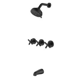 Fad-hs0177b-1 Fapully Triple Handle 2-spray Tub Nft Shower Faucet 5.34 Inch X5 Round Matte Black
