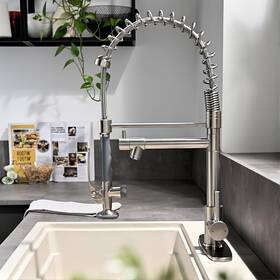 Top0327 Fapully Commercial Brushed Nickel Kitchen Sink Faucet Pull Down Sprayer Mixer Tap /cover