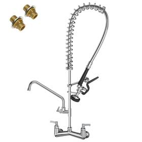 Fauaid 774144725463 Commercial Sink Faucet With Sprayer 36 Inch Height 8 Center Brass Constructed Wall