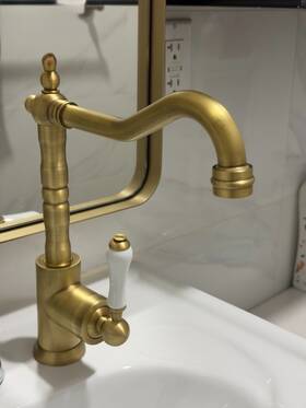 9161 Faucet Vintage Single Handle Sink Vessel Swivel Basin Tap Brass Art Gold