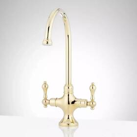 Sh349718pb Faucet Sh349718pb/pvd Signature Hardware Isabel Single-hole Gooseneck Bar - Polished Brass