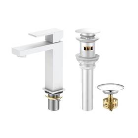 Fine Fixtures 739802097764 Modern Single Hole Bathroom Sink Faucet With Matte White