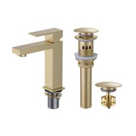 Fine Fixtures 782150680874 Modern Single Hole Bathroom Sink Faucet With Satin Brass
