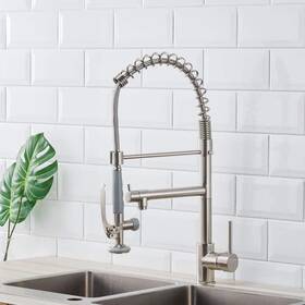 Cc-0045-bn Flg Pull Down Kitchen Sink Faucet With Sprayer Modern Commercial