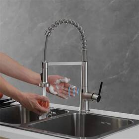 Cc-0053-bn Flg Touchless Kitchen Sink Faucet With Pull Down Sprayer Commercial Single Handle