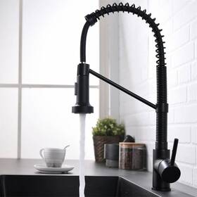 Cc-0062-mb Flg Single Handle Pull Down Kitchen Faucet With Sprayer 1 Hole Commercial Spring