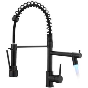 Cc-0143-orb Flg Single Handle Commercial Led Pull Down Sprayer Kitchen Faucet Single-hole Brass