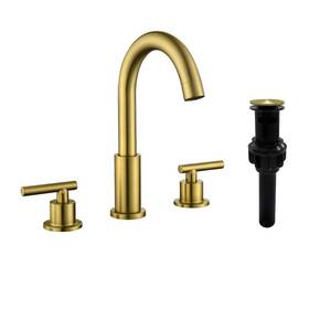 Ss-0166-bg Flg 8 Inch Widespread Double-handle Bathroom Faucet With 3-hole Brass Pop-up Drain In