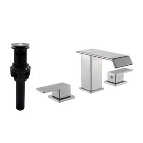 Ss-0235-bn Flg 8 Inch Widespread Double Handle Waterfall Bathroom Faucet With Pop-up Drain