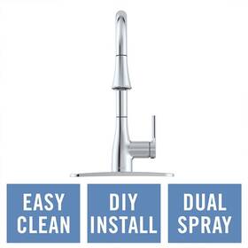 Flow 008678218901 Chrome Single Handle Deck-mount Pull-down Kitchen Faucet Sprayer -