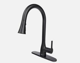 1005838358 Flow Classic Series Single-handle Pull-down Sprayer Kitchen Faucet Matte Black