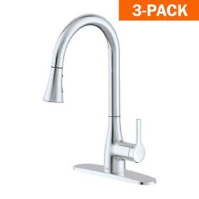 Flow Kitchen Faucet Single-handle Standard Advanced Spray Metal Chrome 3-pack