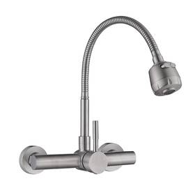B0dzfr8gfz Flwueue Wall Mount Kitchen Sink Faucet With Sprayer 8 Inch Center Brushed Nick