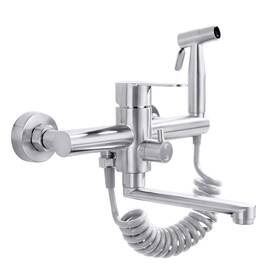 Uefk0202003d022 Flwueue Wall Mount Kitchen Sink Faucet 8 Inch Center Commercial Brushed Nick