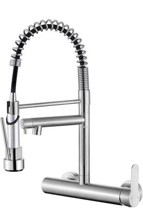 Uefk0202005d02 Flwueue Wall Mount Faucet 8 Inche Center With Pull Down Sprayer High Arc Spring Kit