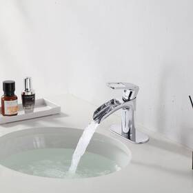 Flynama 774696927766 Deck Mounted Single Hole Handle Bathroom Sink Faucets Clear
