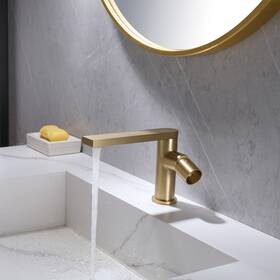 Flynama 774980440117 Single Hole Handle Bathroom Faucet Gold