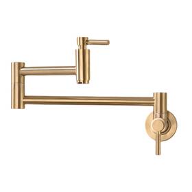 61210-gold Fonveth Brushed Gold Wall Mounted Pot Filler Kitchen Faucet Dual Handles 1/2 Ips Male Th