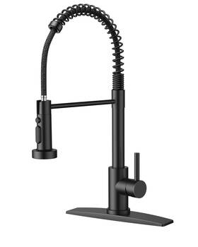 Forious 0029 Black Kitchen Faucet With Pull Down Sprayer Stainless Matte