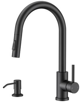 0068 Forious Black Kitchen Faucet With Pull Down Sprayer Modern Matte