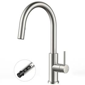 0078 Forious Kitchen Faucets With Pull Down Sprayer Brushed Stainless Steel