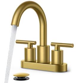 39035 Forious 4 Inch Brushed Gold Bathroom Faucet Height 8.46 Inches