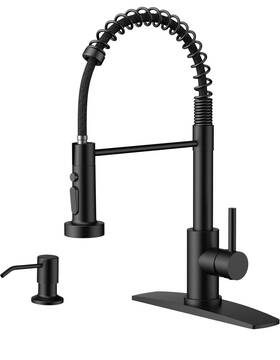 Forious 445042377308 Kitchen Faucet With Soap Dispenser Black Stainless Steel Sink Wsprayer