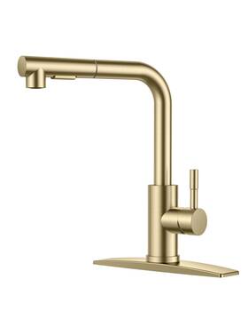 Forious 736519117396 Gold Kitchen Faucet With Pull Down Sprayer Stainless Steel Single Handle Cla