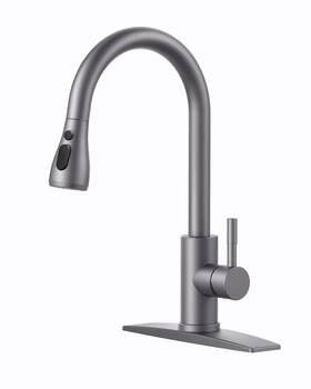 Forious 778716373168 Kitchen Faucets Grey Faucet Pull Down Sprayer High Arc Single Handle Sta