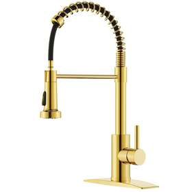 Forious 778716373199 Gold Kitchen Faucet Faucets With Pull Down Sprayer Modern Bra