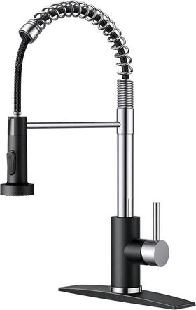 Forious 860006296223 Kitchen Faucet With Pull Down Sprayer Stainless Black&chrome