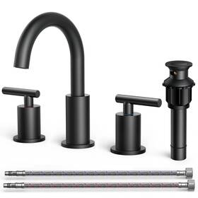 Fb-0300b Forious Black Bathroom Faucets 3 Hole 2 Handle 8 Inch Widespread Matte