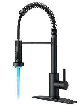 Ff0024b-ul Forious Led Kitchen Faucet With Pull Down Sprayer Black Stainless Steel Modern