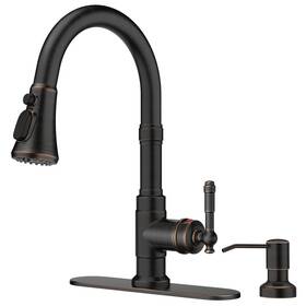 Ff00505orb-sd Forious Vintage Kitchen Faucet Soap Dispenser Pull Down Sprayer Stainless Steel