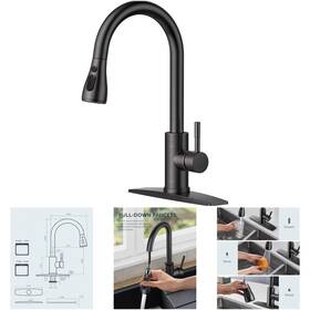 Forious Kitchen Faucets 1 3 Oil Rubber Brown High Arc Single Handle 1/3 Hole Stainless Steel Faucet