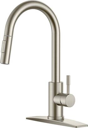 Hh0025bn Forious Single-handle Kitchen Sink Faucet With Pull Down Sprayer Brushed Nickel