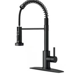 Wm5100b Forious Matte Black Kitchen Faucet Single Handle Pull Down Sprayer Deck Plate