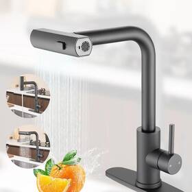 Fransiton 730789099031 Waterfall Kitchen Sink Faucet With Pull Down Sprayer 3 Modes Sweep/stream/wa