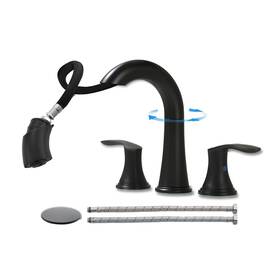 Bf-213bn Fropo Bathroom Faucet Matte Black 8 Inch Certerset 3 Hole 2 Handles Bf-106b