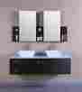 Fs069 Fanoria 60 Double Bathroom Ceramic Sink Solid Wood Cabinet Vanity Frosted Glass S069