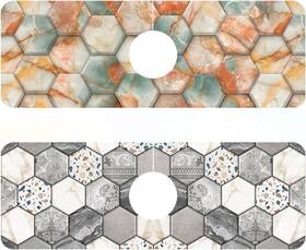 42120fms617 Ftjhkuy 2 Pack Hexagon Marble Sink Splash Guard Faucet Mat Gold Glitter Lines Sup